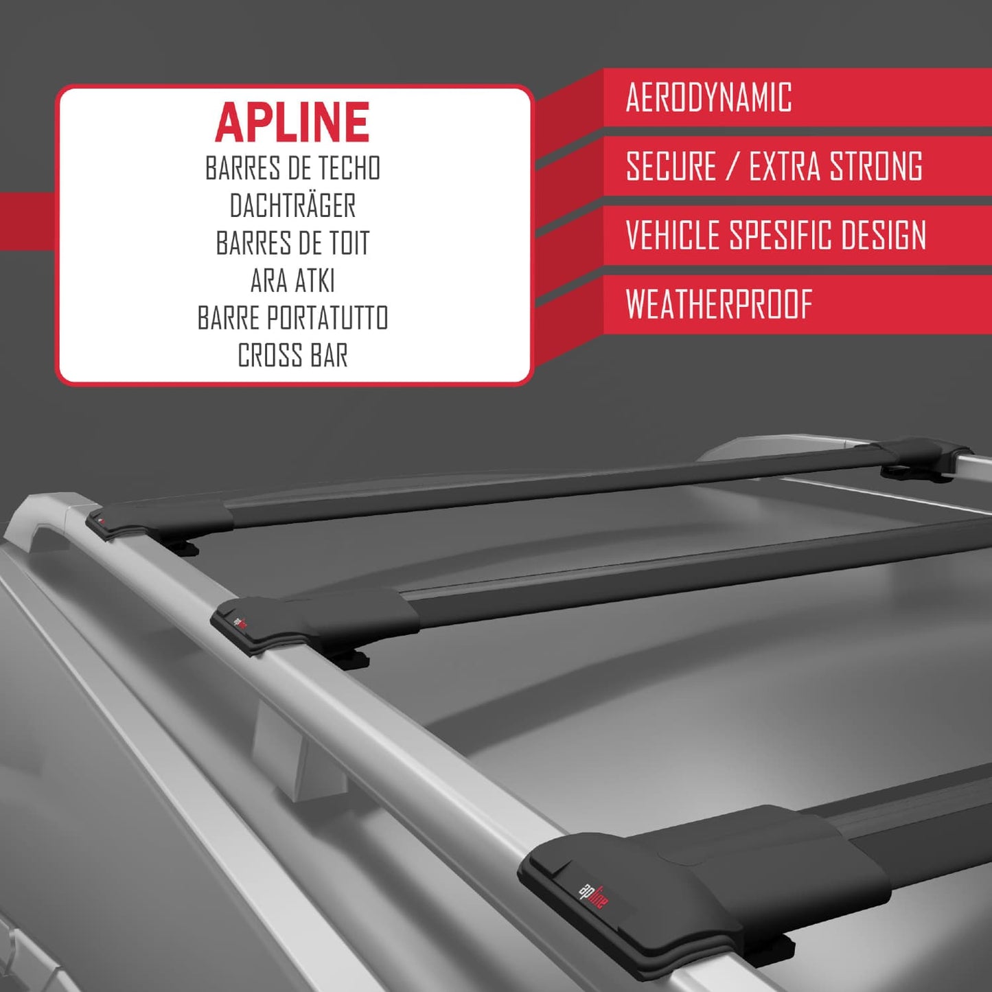 Compatible with Ford Transit/Tourneo Connect 3 2022-2025 FLY Model Car Roof Rack Cross Bar Black Aluminium 3 Bars
