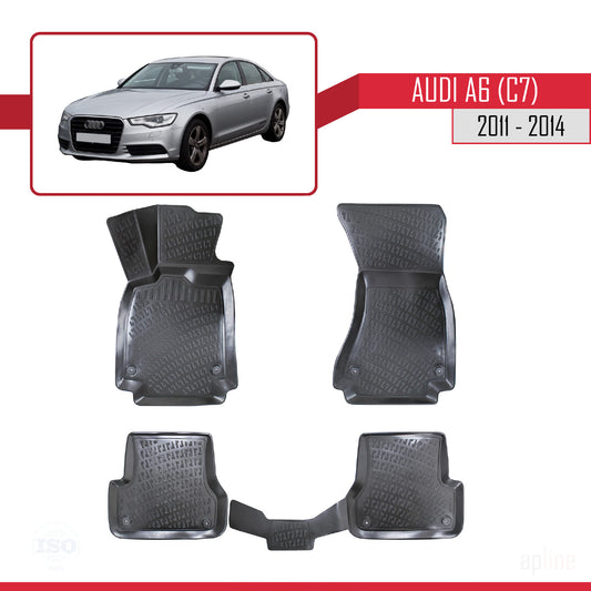 Compatible avec A6 (C7) 2011-2014 4D Tapis de Voiture Noir