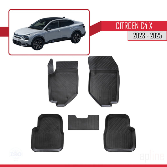 Compatible avec Citroen C4X (Elektrik) 2023-2025 4D Tapis de Voiture Noir