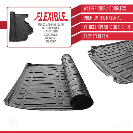 Compatible avec Land Rover Range Rover Sport (L320) 2005-2013 Flexible Tapis de Coffre Plancher de Chargement Noir