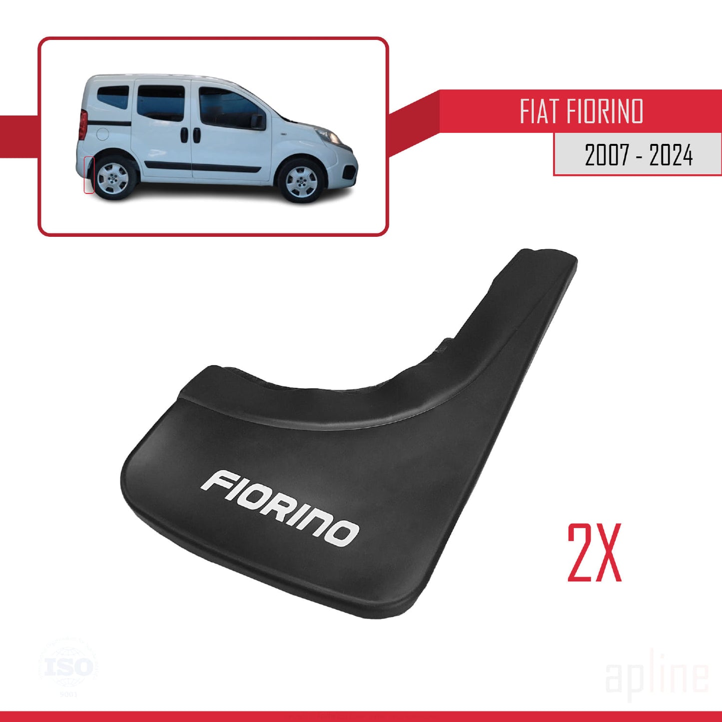 Compatible avec Fiat Fiorino 3 2008-2024 Jeu de Bavettes Garde-boue Avant et Arrière de Voiture 4 Pcs Noir