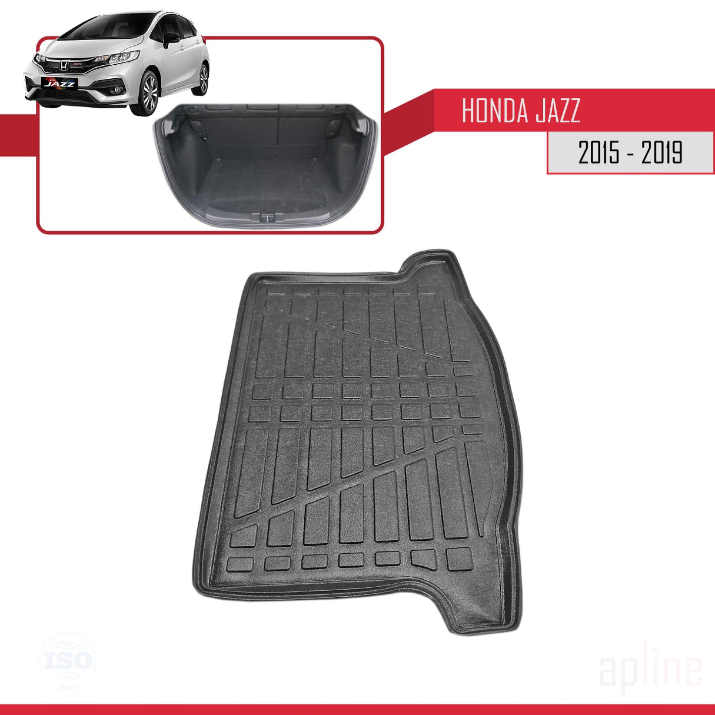 Compatible avec Honda Jazz 3 (GK) 2015-2019 Flexible Tapis de Coffre Plancher de Chargement Noir