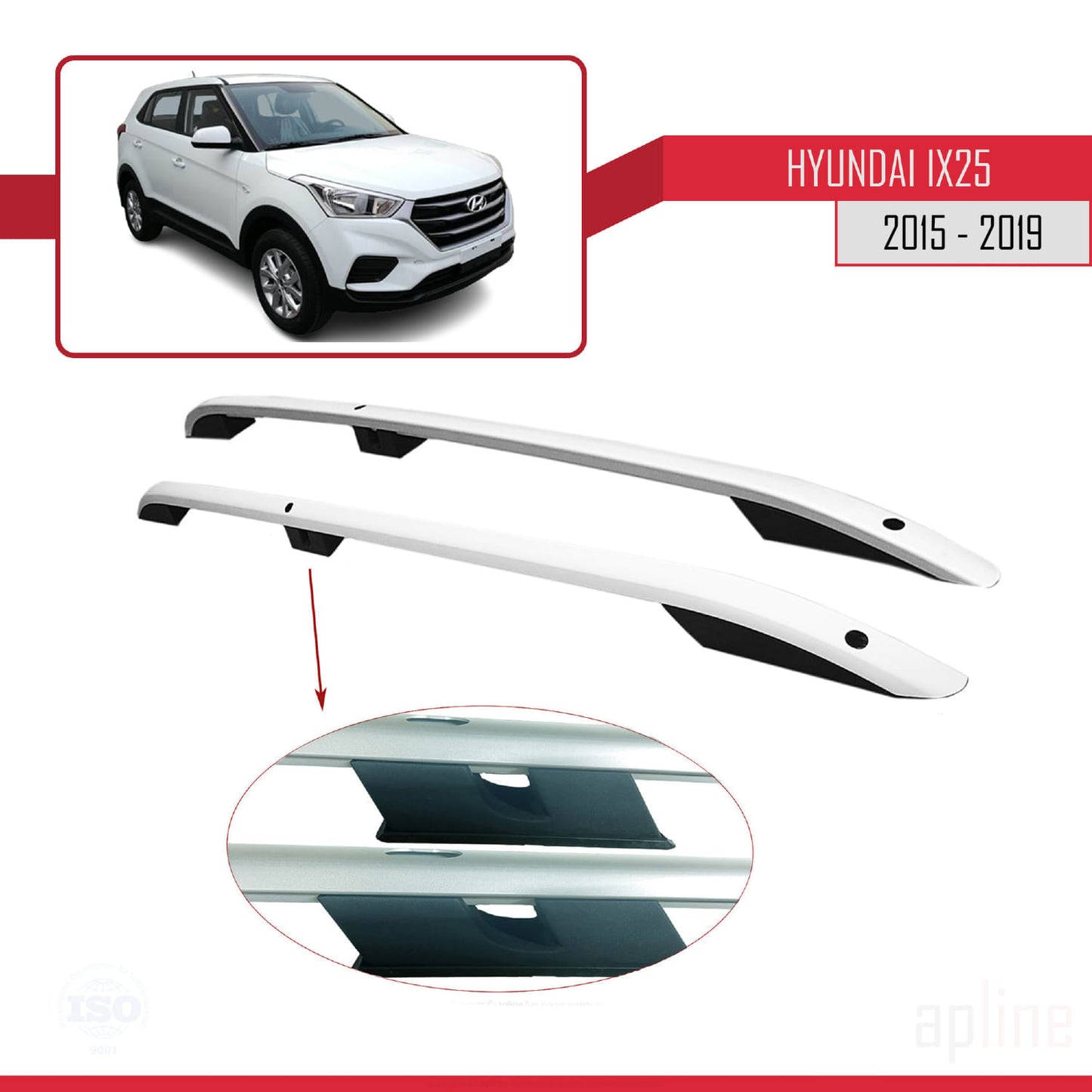Compatible avec Hyundai ix25 2015-2019 (Empattement Court L1/H1) Rails de Toit Porte-bagages sur le Toit (Modèle Adhésif) Gris