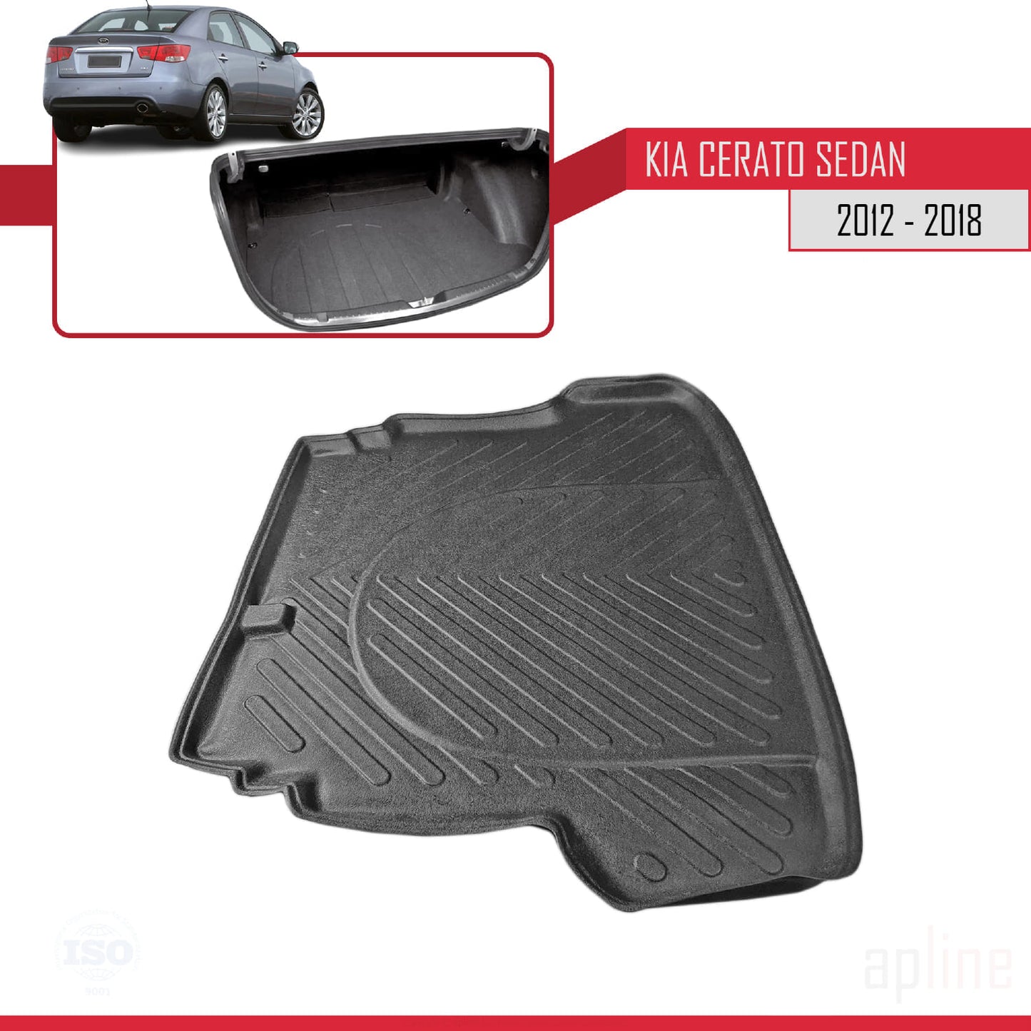 Trunk Mats for Kia Cerato 2010-2015 Flexible Cargo Liner BLACK