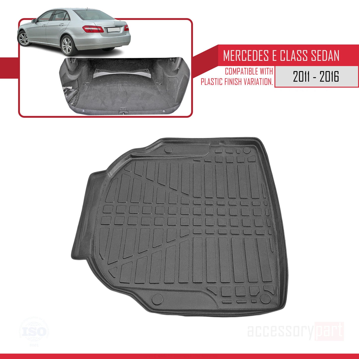 Compatible avec Mercedes Classe E 4 (W212) 2010-2015 Flexible Tapis de Coffre Plancher de Chargement Noir