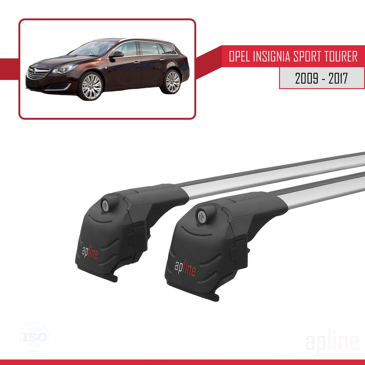 Compatible avec Opel Insignia (G09) ST 2009-2017 ACE-2 Barres de Toit Railing Porte-Bagages de Voiture Gris Aluminium 2 Barres