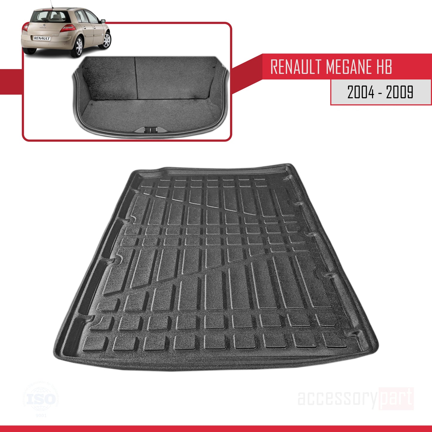 Tapis de Coffre pour Renault Megane Hayon 2004-2009 NOIR