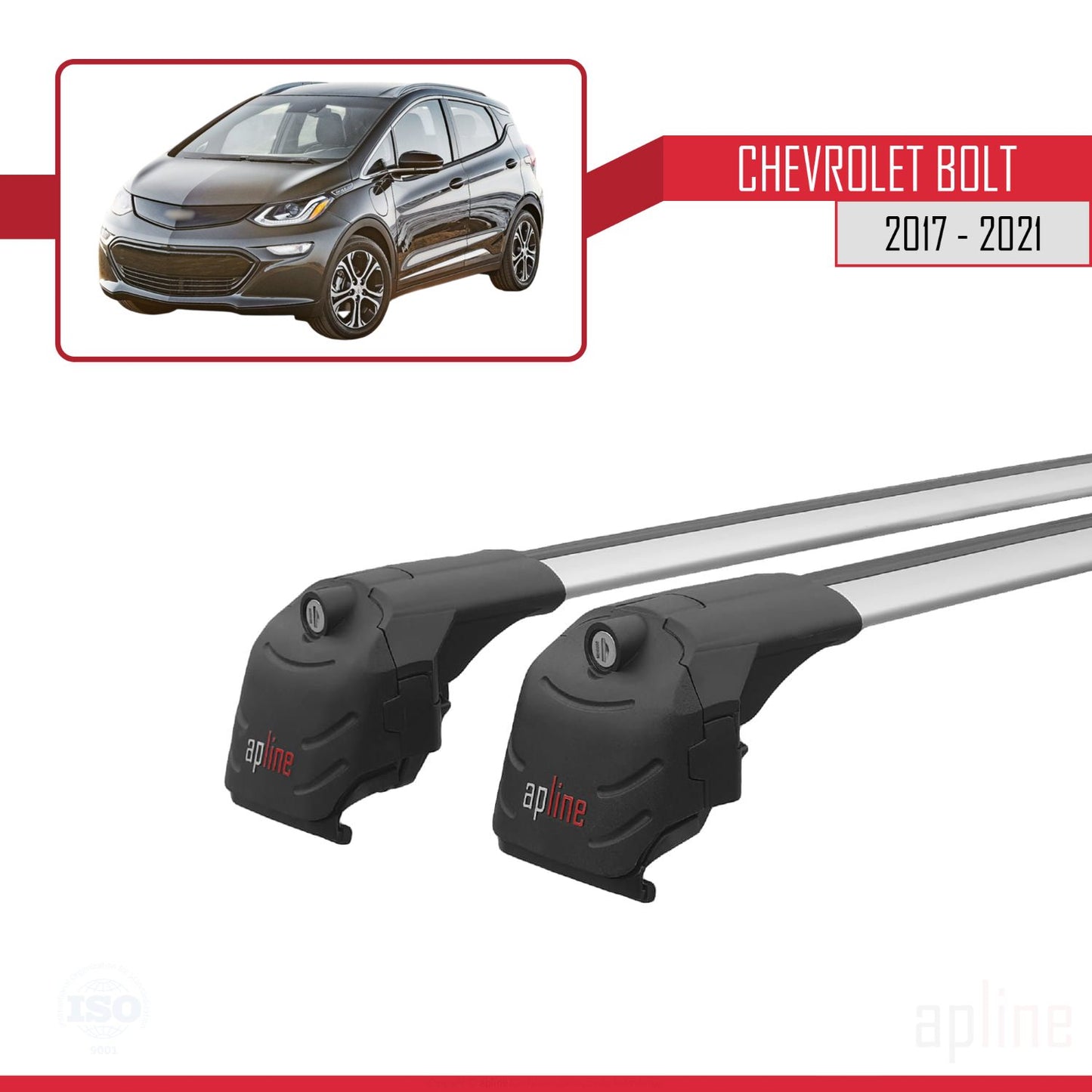 Compatible avec Chevrolet Bolt 2017-2021 ACE-2 Barres de Toit Railing Porte-Bagages de Voiture Gris Aluminium 2 Barres