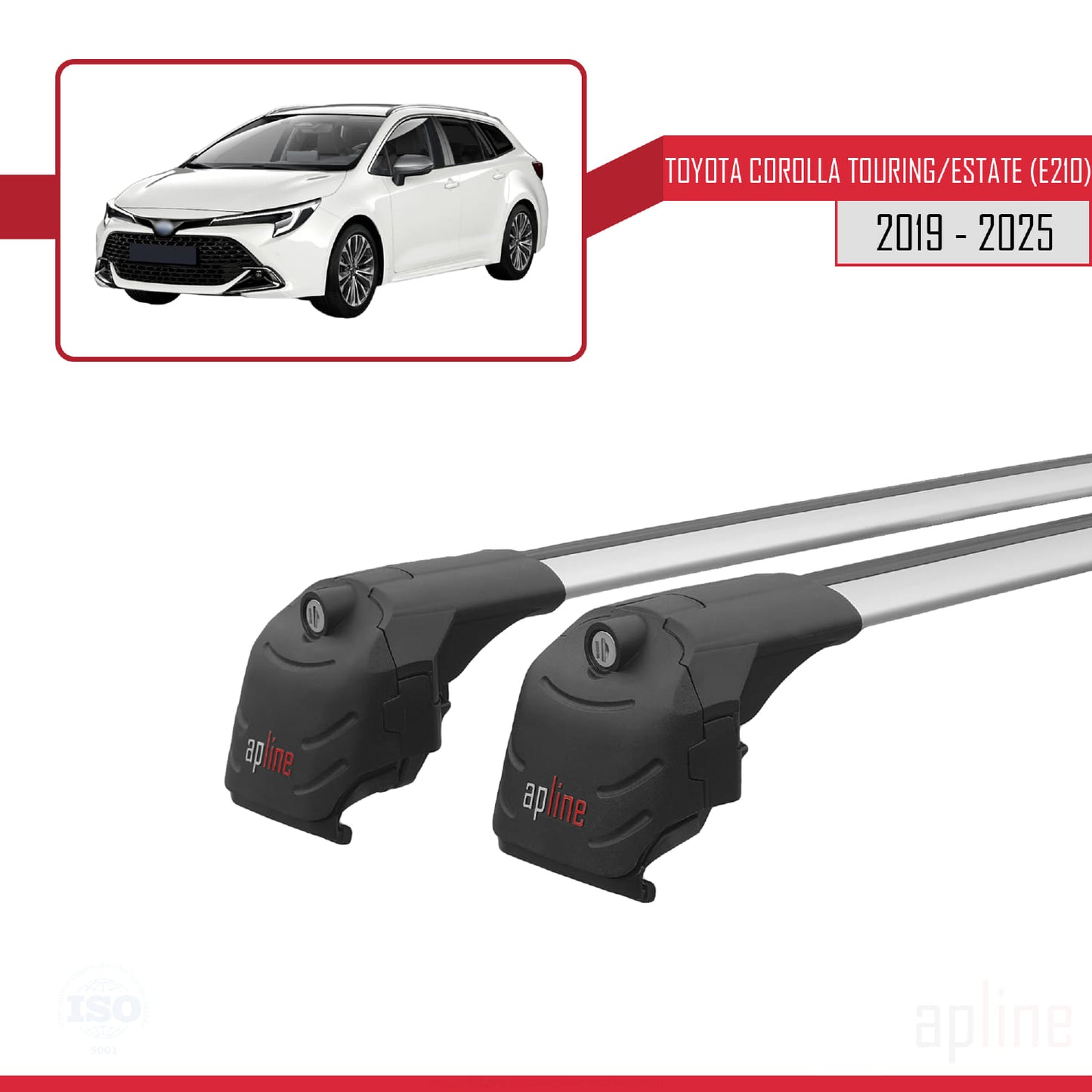 Compatible avec Toyota Corolla Touring (E210) 2019-2025 ACE-2 Barres de Toit Railing Porte-Bagages de Voiture Gris Aluminium 2 Barres