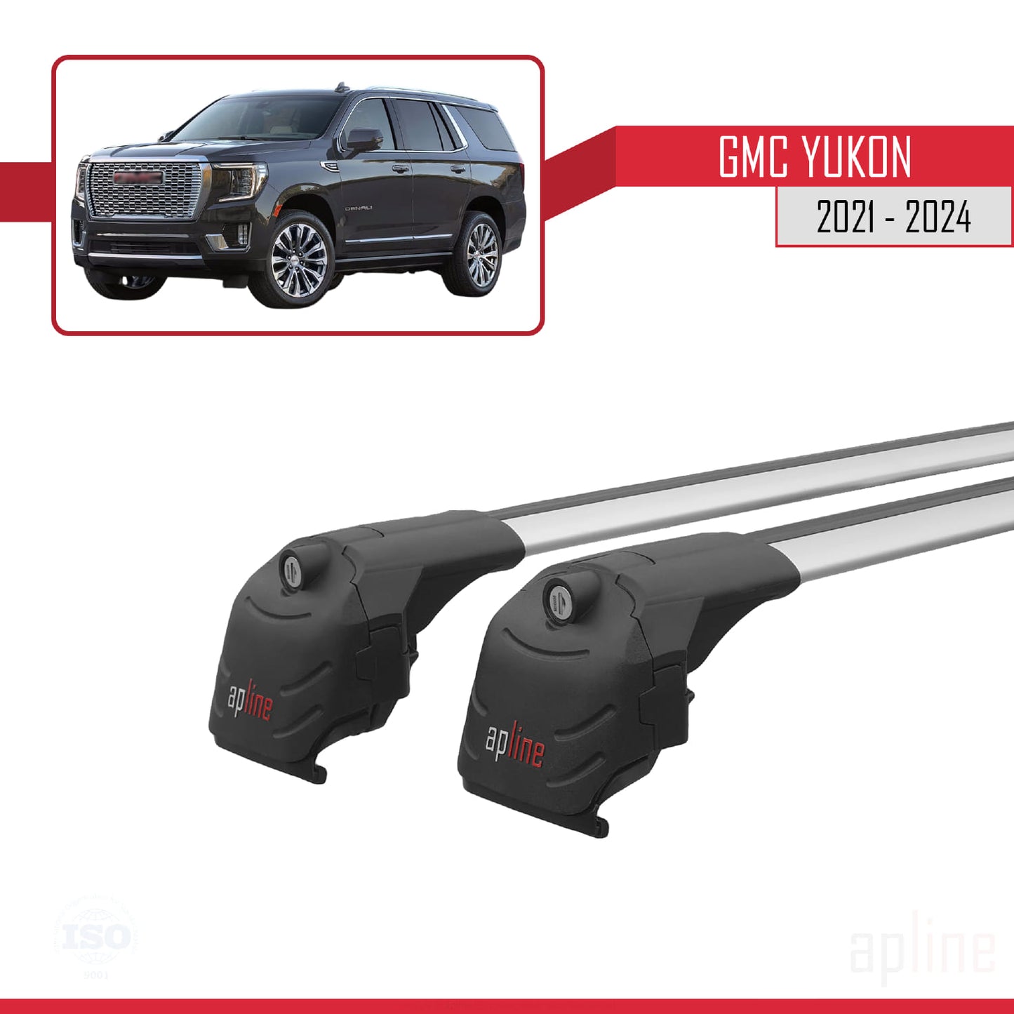 Compatible avec GMC Yukon 2021-2024 ACE-2 Barres de Toit Railing Porte-Bagages de Voiture Gris Aluminium 2 Barres