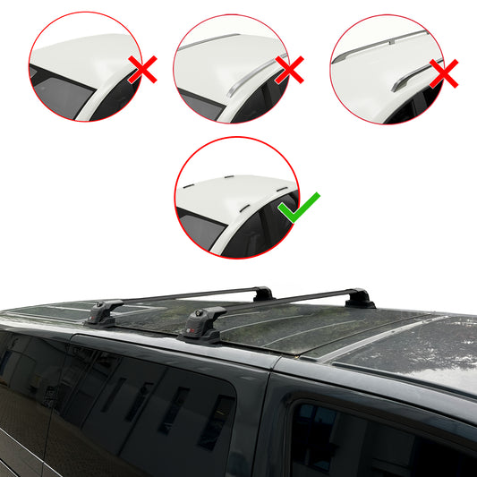 Compatible avec Volkswagen Caravelle (T5) 2003-2015 ACE-3 Barres de Toit Railing Porte-Bagages de Voiture Noir Aluminium 2 Barres