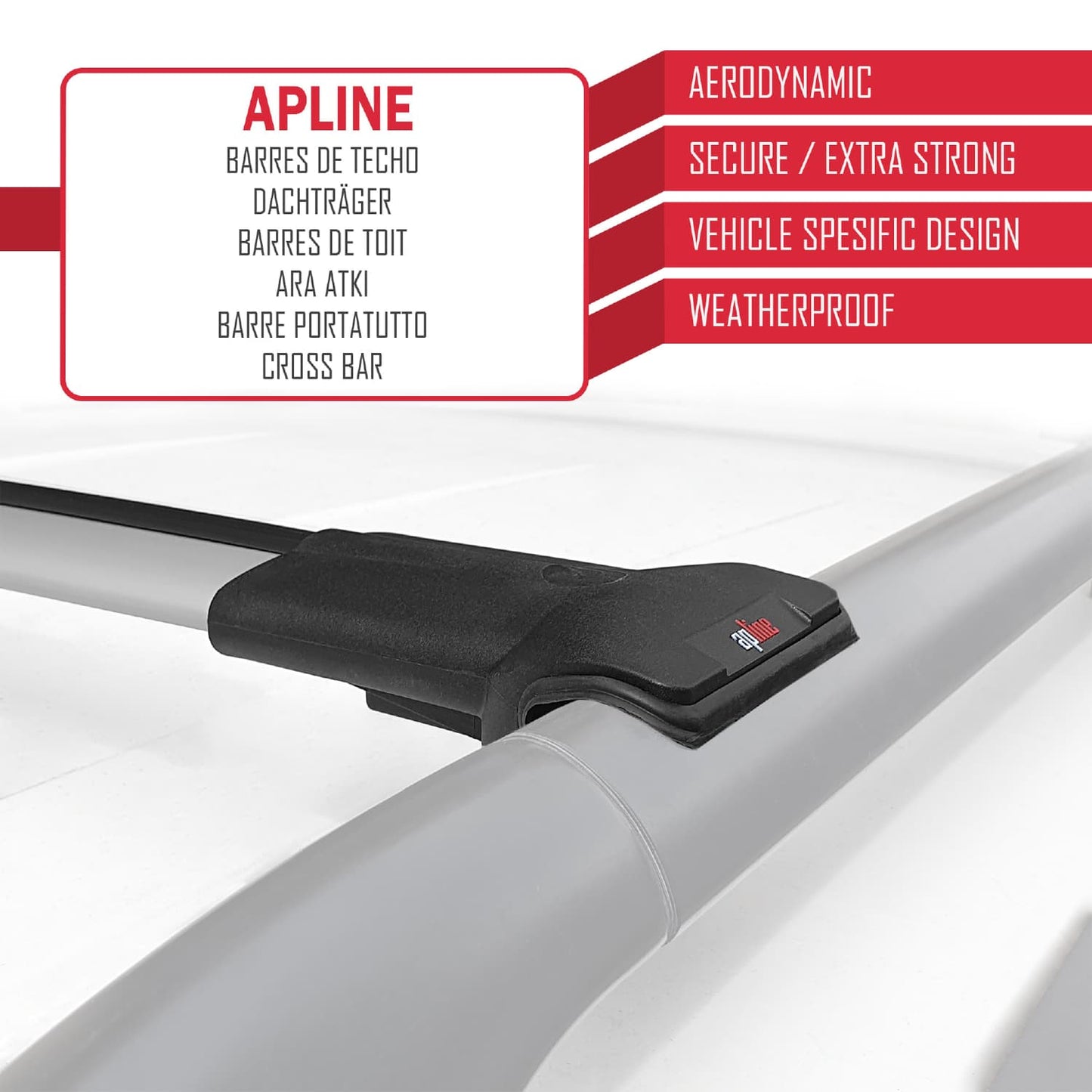 Compatible avec Peugeot 308 (T7) Break 2008-2013 FLY Model Barres de Toit Railing Porte-Bagages de Voiture Gris Aluminium 2 Barres