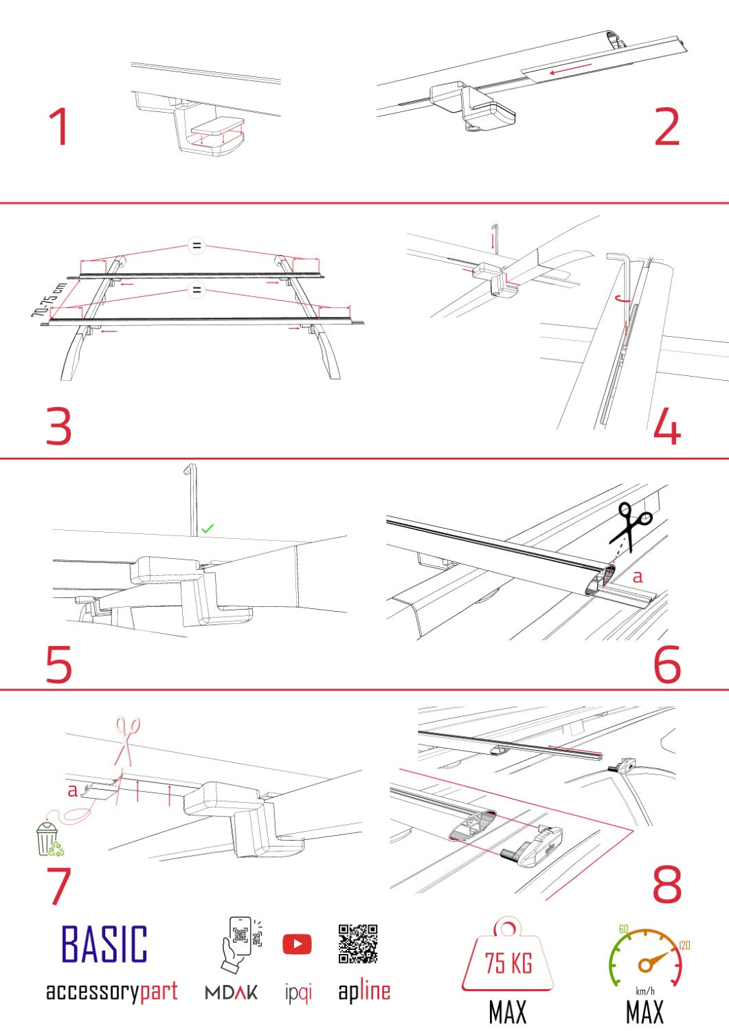 Compatible avec Toyota RAV4 Adventure 2019-2024 BASIC Model Barres de Toit Railing Porte-Bagages de Voiture Noir Aluminium 2 Barres