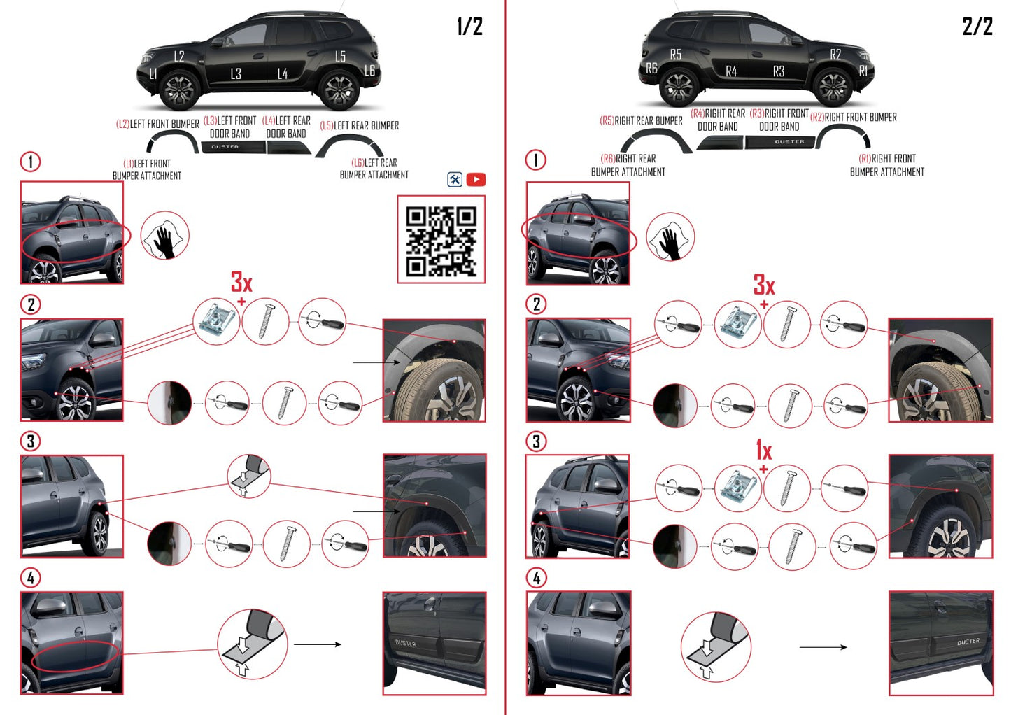 Compatible with Dacia Duster 2018-2024 Fender Wheel arch Protector Mudguard and Bodyguard Side Protection Vehicle Body Protection Kit BLACK