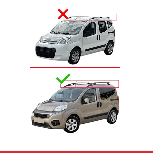 Compatible avec Fiat Fiorino (Modèle Tubulaire) FLY Model Barres de Toit Railing Porte-Bagages de Voiture Noir Aluminium 2 Barres