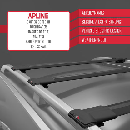 Compatible avec Toyota Highlander (XU40) 2008-2013 FLY Model Barres de Toit Railing Porte-Bagages de Voiture Noir Aluminium 3 Barres