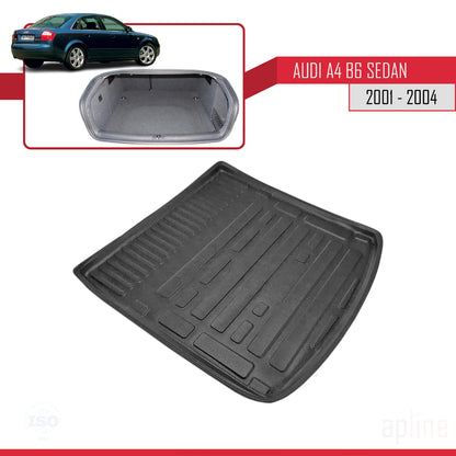 Compatible avec A4 (B6) Berline 2001-2004 Flexible Tapis de Coffre Plancher de Chargement Noir