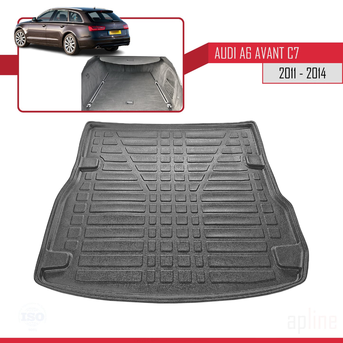 Tapis de Coffre pour A6 (C7) 2011-2023 Flexible NOIR