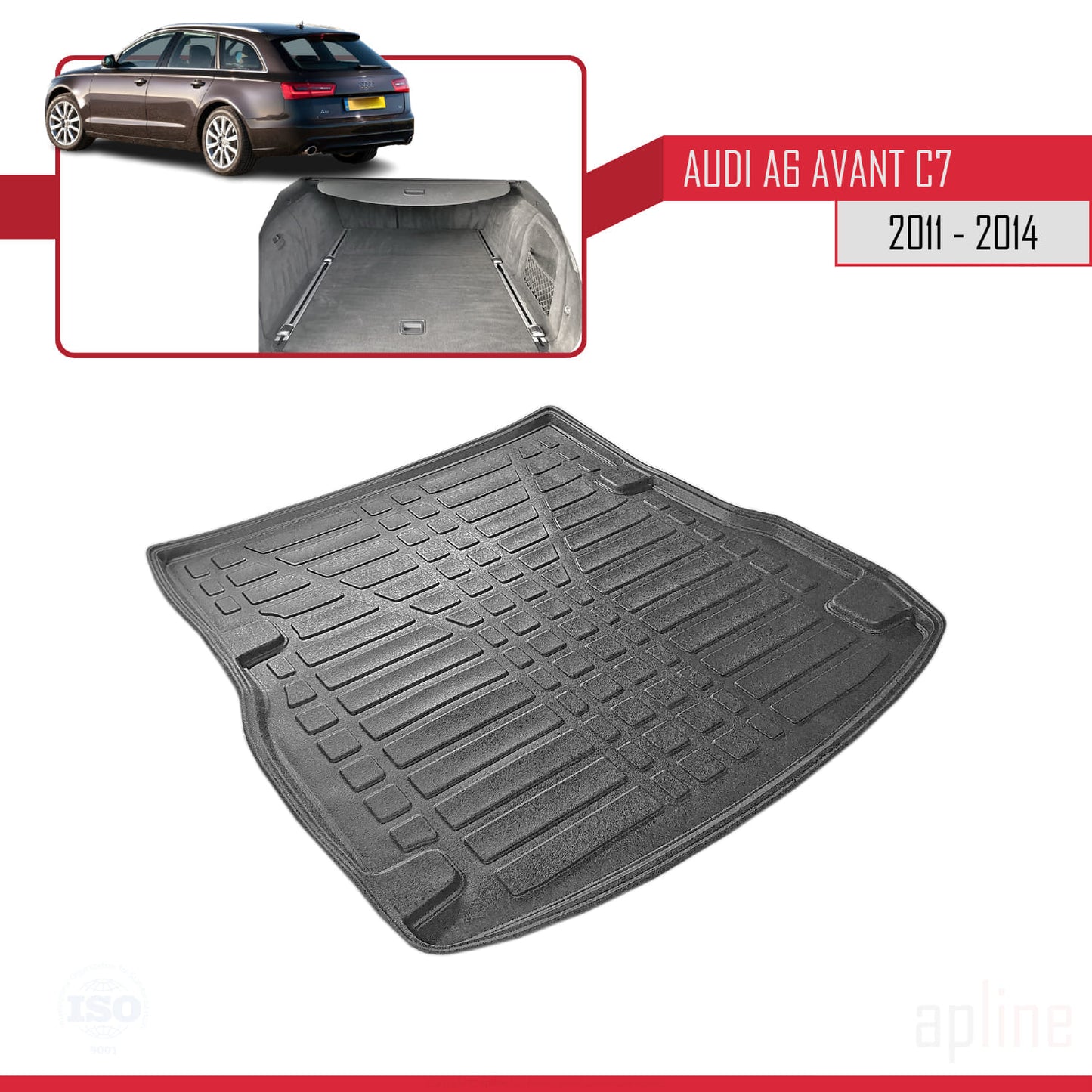 Compatible avec A6 (C7) 2011-2014 Flexible Tapis de Coffre Plancher de Chargement Noir