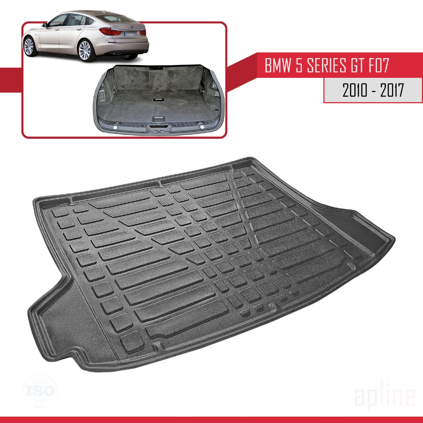 Tapis de Coffre pour BMW 5 Séries (F07) GRAN TURISMO 2009-2017 Flexible NOIR