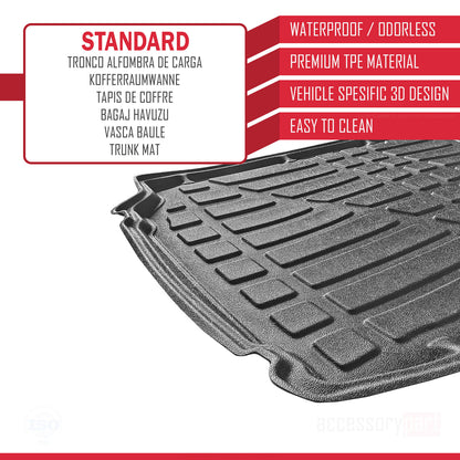 Compatible avec Hyundai i30 3 (PD) 2017-2025 Flexible Tapis de Coffre Plancher de Chargement Inférieur Noir