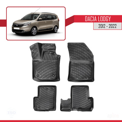 Compatible avec Dacia Lodgy (J92) 2012-2022-2024 4D Tapis de Voiture Noir