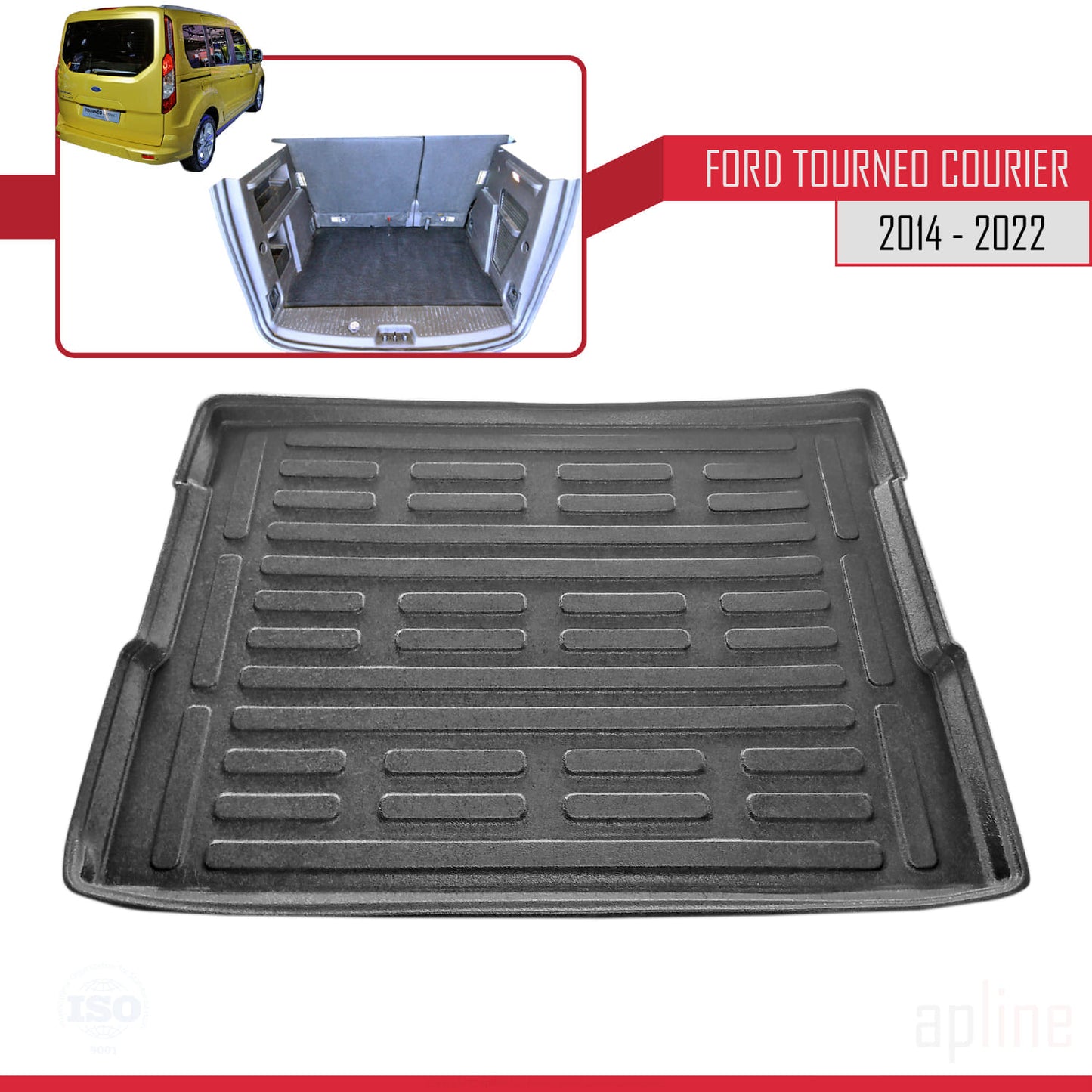 Compatible with Ford Tourneo Courier 2014-2022 Flexible Trunk Mats Cargo Liner Black