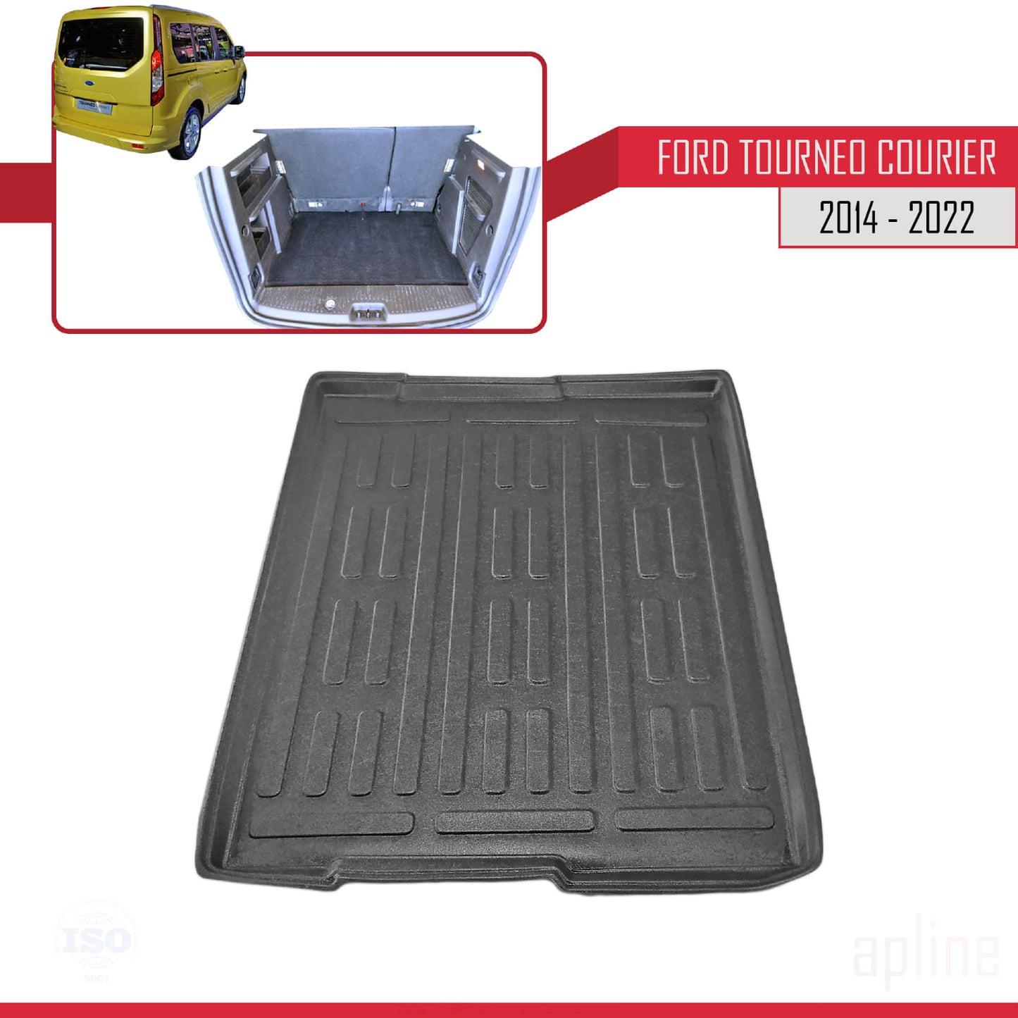 Compatible with Ford Tourneo Courier 2014-2022 Flexible Trunk Mats Cargo Liner Black