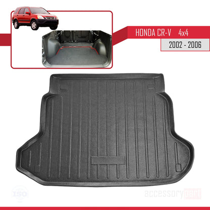 Compatible avec Honda CR-V 2 2002-2006 Flexible Tapis de Coffre Plancher de Chargement Noir