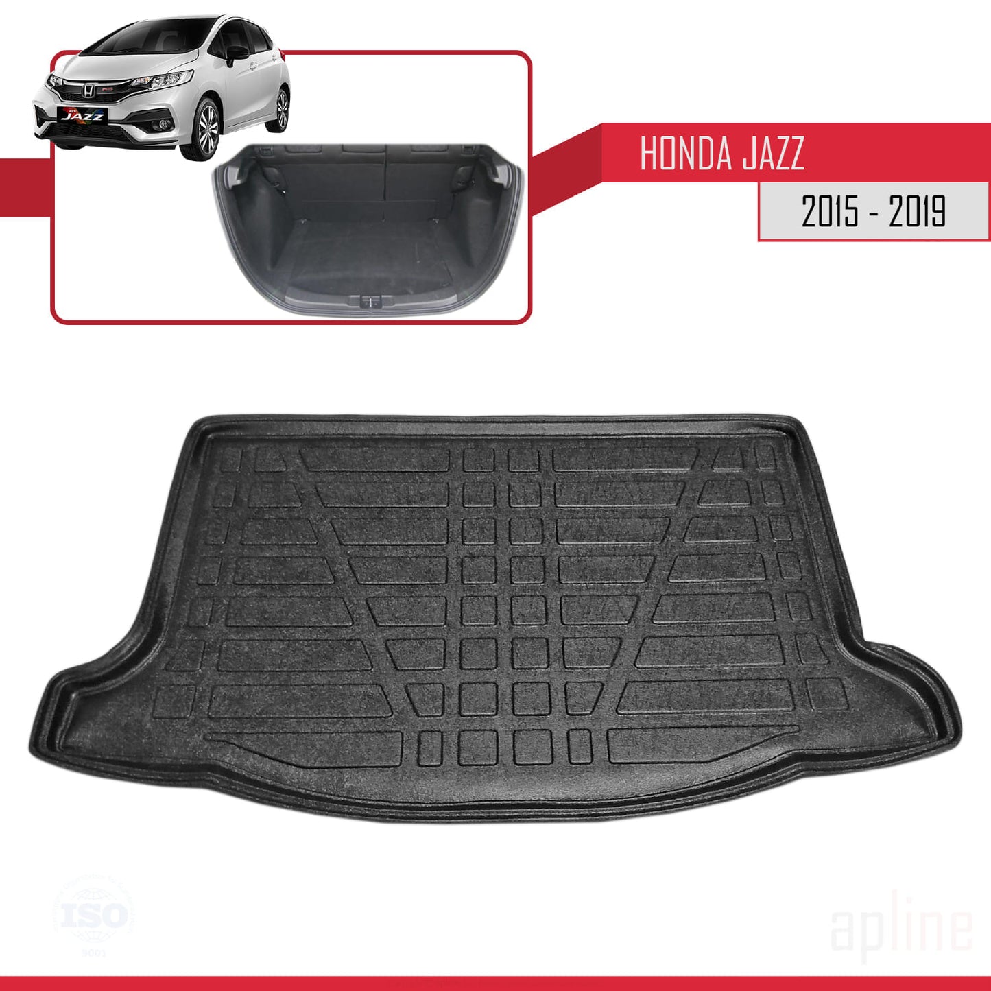 Compatible avec Honda Jazz 3 (GK) 2015-2019 Flexible Tapis de Coffre Plancher de Chargement Noir