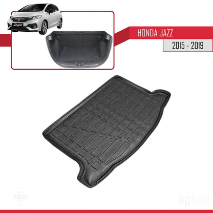 Compatible avec Honda Jazz 3 (GK) 2015-2019 Flexible Tapis de Coffre Plancher de Chargement Noir
