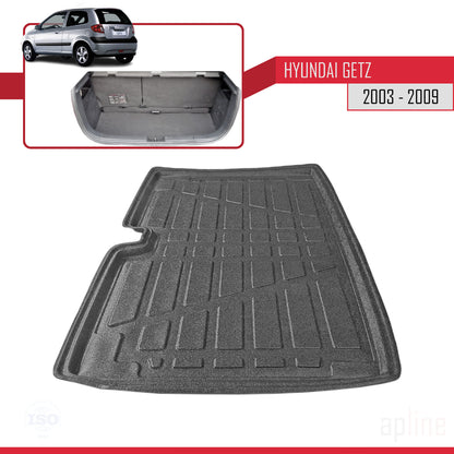 Compatible avec Hyundai Getz 2003-2009 Flexible Tapis de Coffre Plancher de Chargement Noir