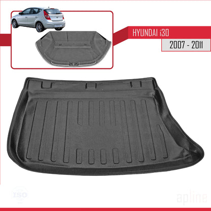 Compatible avec Hyundai i30 (FD) HB 2007-2011 Flexible Tapis de Coffre Plancher de Chargement Noir