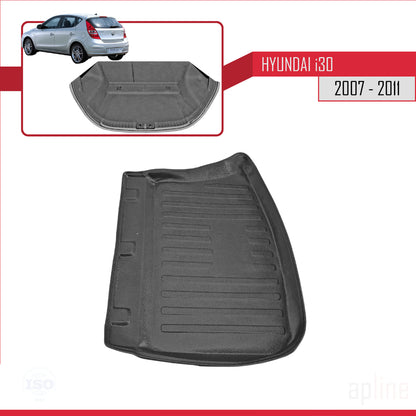 Compatible avec Hyundai i30 (FD) HB 2007-2011 Flexible Tapis de Coffre Plancher de Chargement Noir
