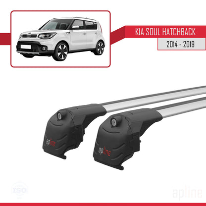 Compatible avec Kia Soul 2 (PS) 2014-2019 ACE-2 Barres de Toit Railing Porte-Bagages de Voiture Gris Aluminium 2 Barres