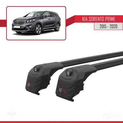 Compatible avec Kia Sorento 3 (UM) Prime 2015-2020 ACE-2 Barres de Toit Railing Porte-Bagages de Voiture Noir Aluminium 2 Barres