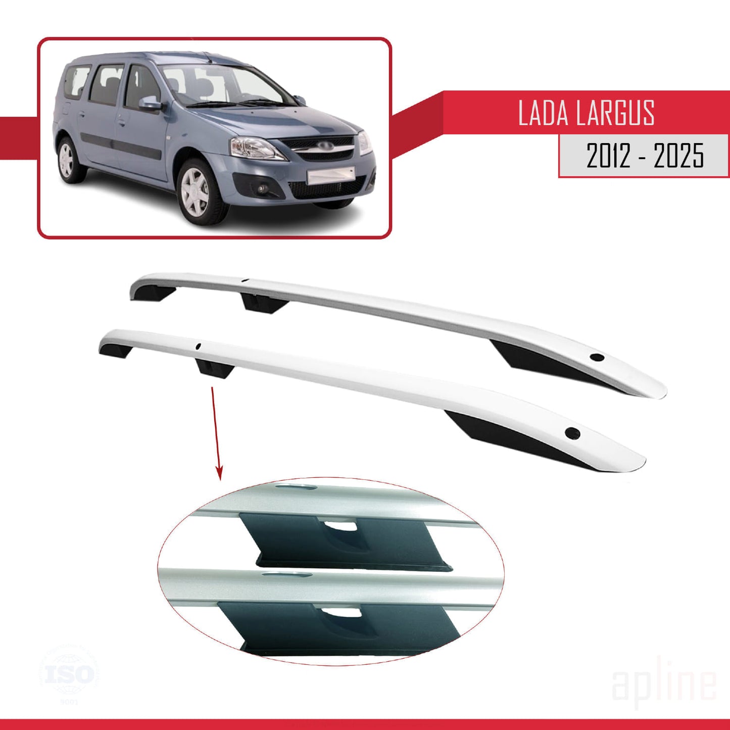 Compatible avec Lada Largus 2012-2025 (Empattement Court L1/H1) Rails de Toit Porte-bagages sur le Toit Gris