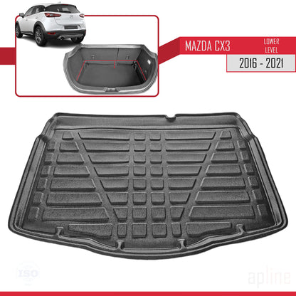 Compatible with Mazda CX-3 (DK) 2016-2021 Flexible Trunk Mats Cargo Liner Black