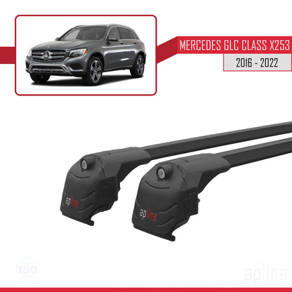 Compatible avec Mercedes Classe GLC (X253) 2016-2022 ACE-2 Barres de Toit Railing Porte-Bagages de Voiture Noir Aluminium 2 Barres