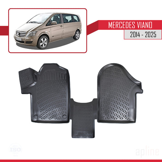 Compatible avec Mercedes Viano 3 (W447) 2014-2025 4D Tapis de Voiture Noir