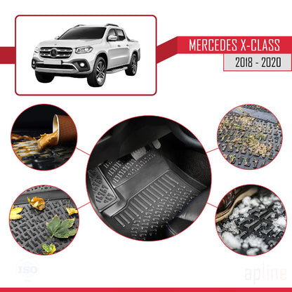 Compatible avec Mercedes Classe X (470) 2018-2020 4D Tapis de Voiture Noir