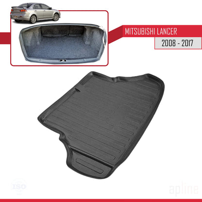 Compatible avec Mitsubishi Lancer Berline 2008-2017 Flexible Tapis de Coffre Plancher de Chargement Noir