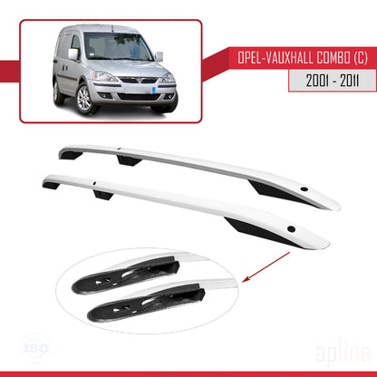 Compatible avec Opel Combo C 2001-2011 (Empattement Court L1/H1) Rails de Toit Porte-bagages sur le Toit (Modèle Adhésif) Gris