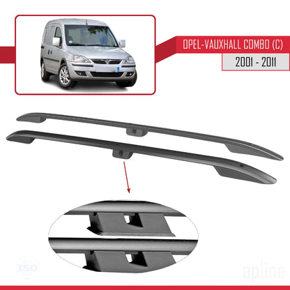 Compatible avec Opel Combo C 2001-2011 (Empattement Court L1/H1) Rails de Toit Porte-bagages sur le Toit (Modèle Adhésif) Noir