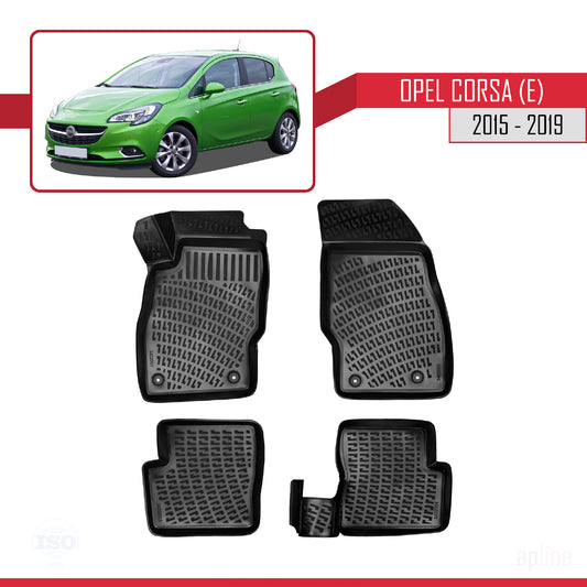 Compatible avec Opel Corsa E (X15) 2015-2019 4D Tapis de Voiture Noir