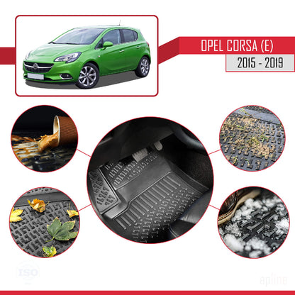 Compatible avec Opel Corsa E (X15) 2015-2019 4D Tapis de Voiture Noir