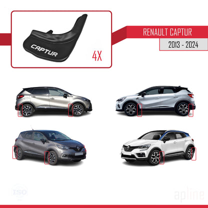 Compatible avec Renault Captur (J87) 2013-2024 Jeu de Bavettes Garde-boue Avant et Arrière de Voiture 4 Pcs Noir