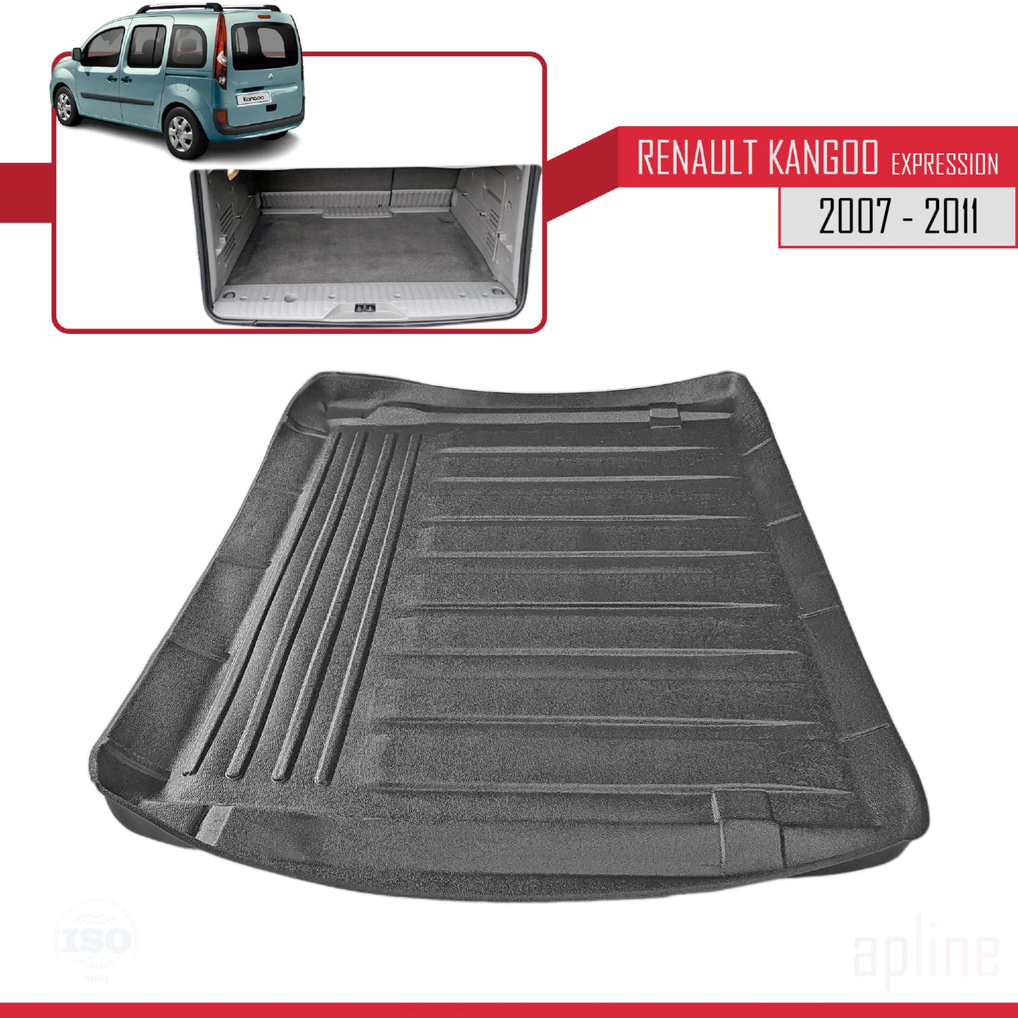 Tapis de Coffre pour Renault Kangoo COMBI Expression 2008-2010 Flexible NOIR
