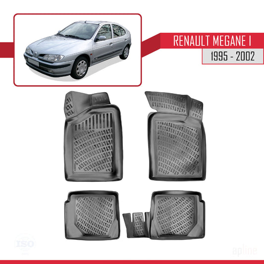 Compatible avec Renault Megane 1995-2001 4D Tapis de Voiture Noir