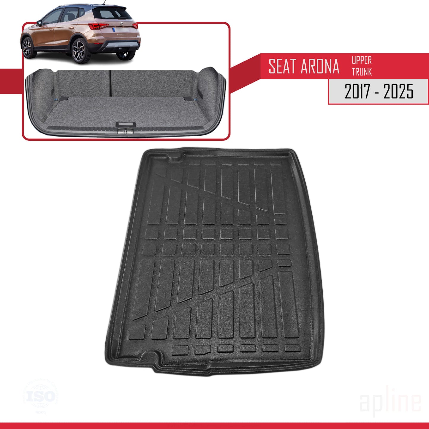 Compatible avec Seat Arona (KJ7) 2017-2025 Flexible Tapis de Coffre Plancher de Chargement Supérieur Noir